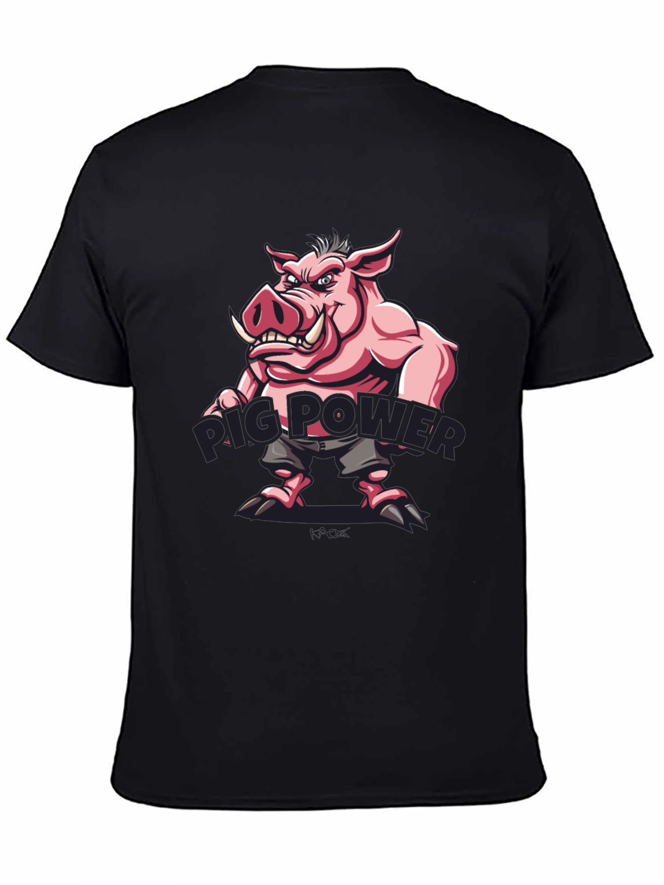 Pig Power Cartoon Graphic T-Shirt