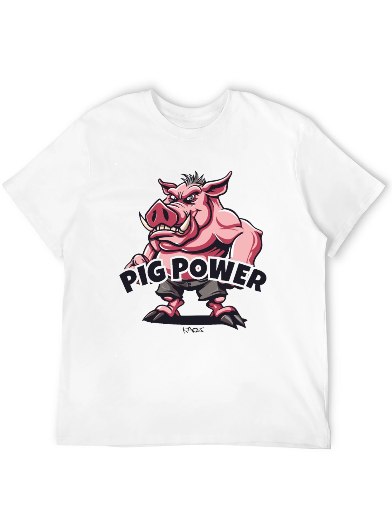 Pig Power Cartoon Graphic T-Shirt