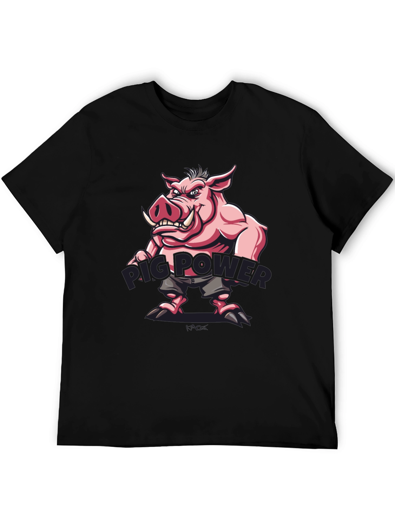 Pig Power Cartoon Graphic T-Shirt