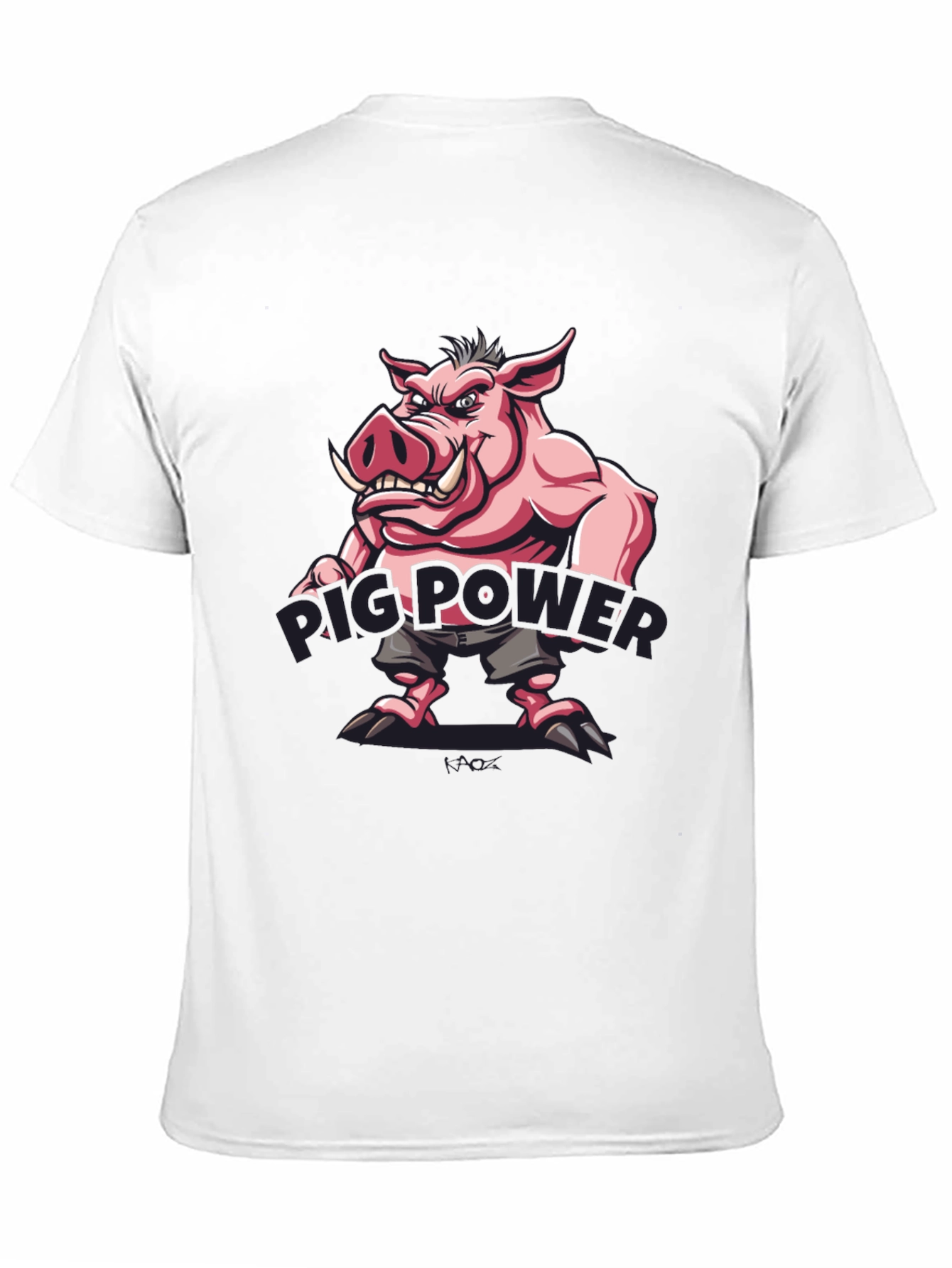 Pig Power Cartoon Graphic T-Shirt