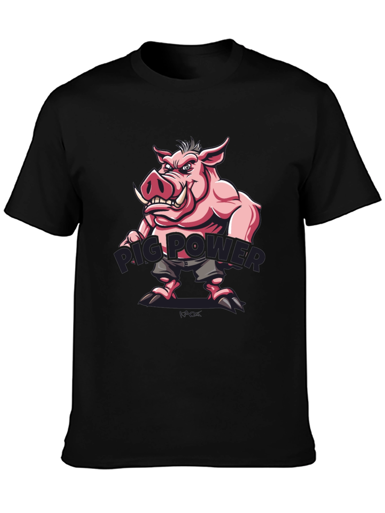 Pig Power Cartoon Graphic T-Shirt