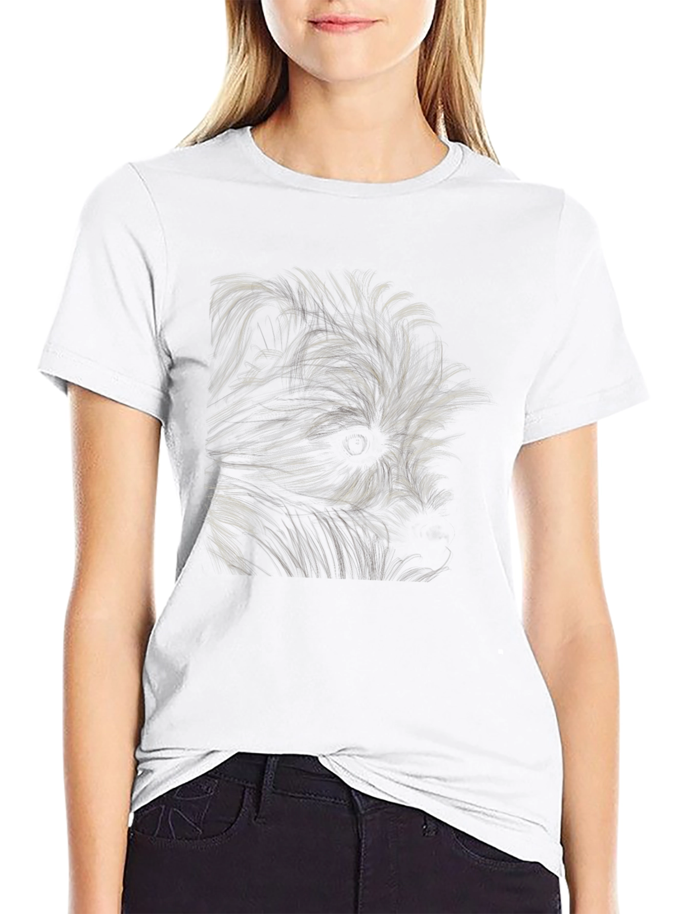 Abstract Dog Graphic Black T-Shirt
