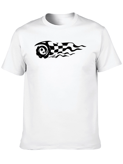 Black Tee with Racing Flag Graphic