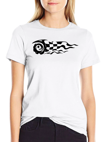 Black Tee with Racing Flag Graphic