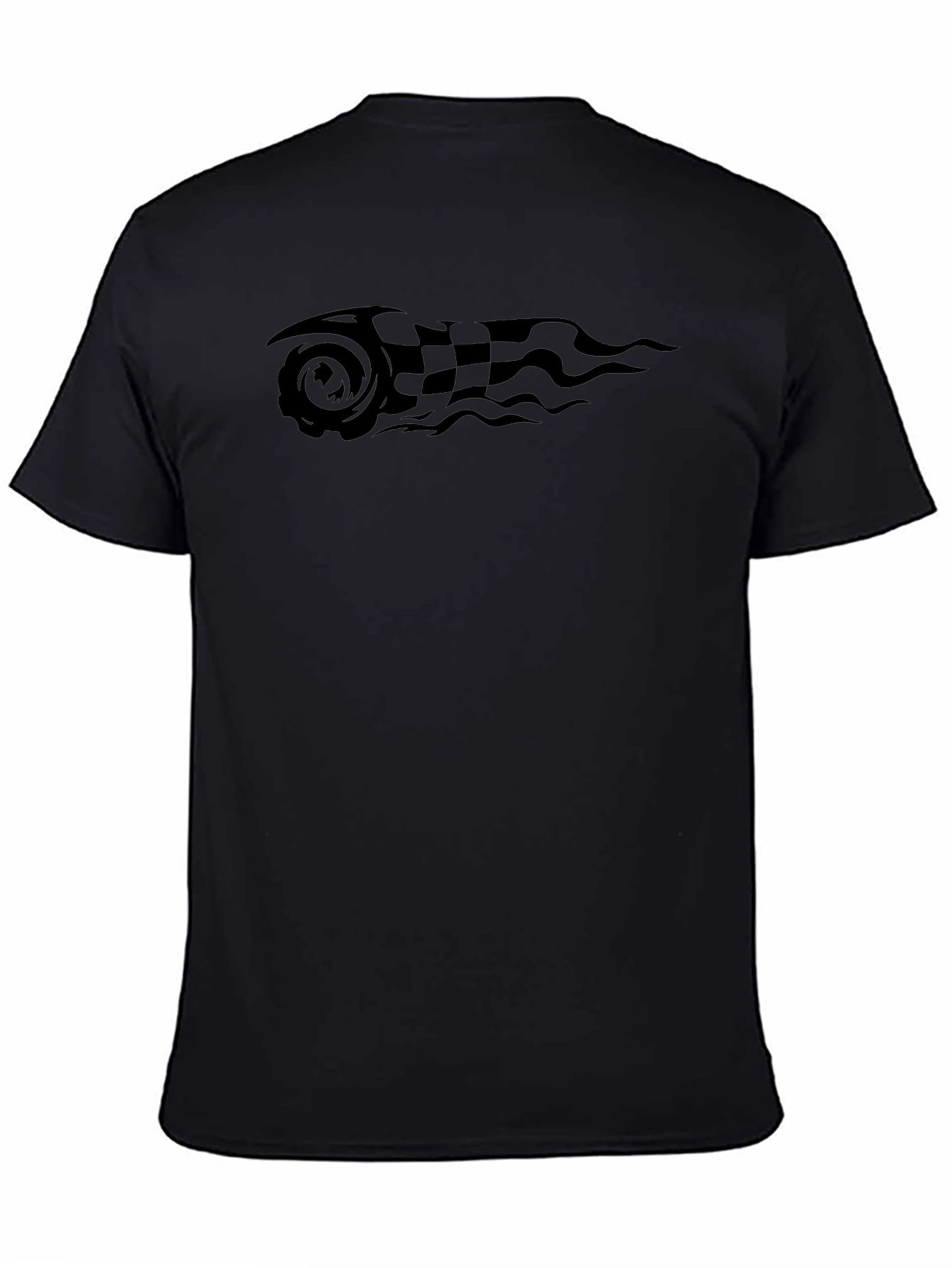 Black Tee with Racing Flag Graphic