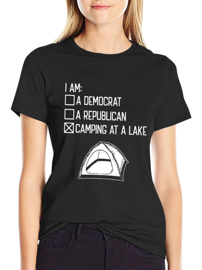 Camping at a Lake Novelty T-Shirt