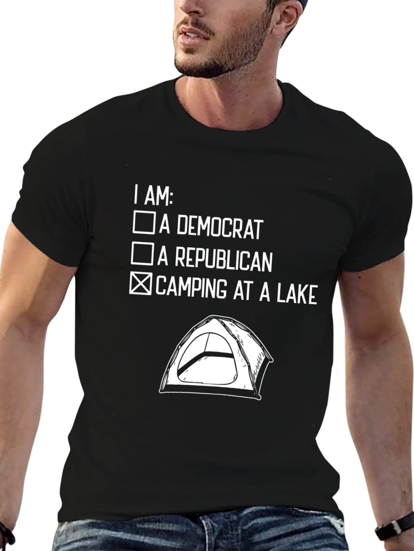 Camping at a Lake Novelty T-Shirt