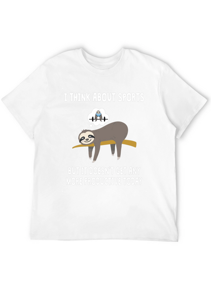 Funny Sloth Gym T-Shirt: I Think About Sports