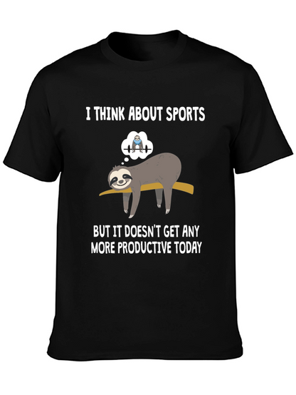 Funny Sloth Gym T-Shirt: I Think About Sports
