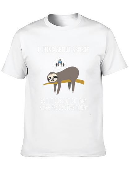 Funny Sloth Gym T-Shirt: I Think About Sports