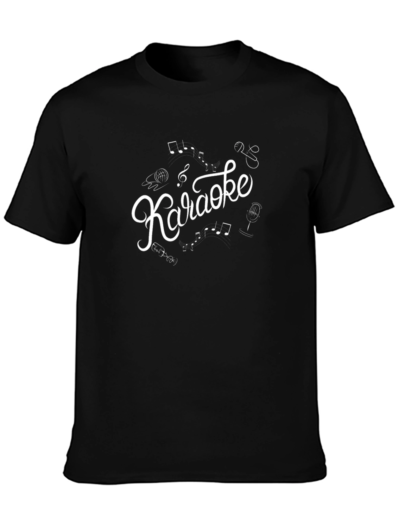 Karaoke T-Shirt - Music Notes and Microphone Design
