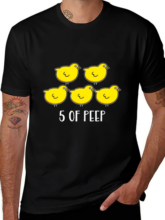 5 of Peep Graphic Tee - Black Cotton Blend Casual T-Shirt