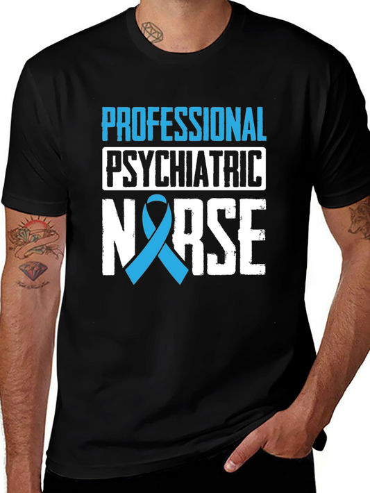 Psychiatric Nurse Ribbon Graphic Tee - Black