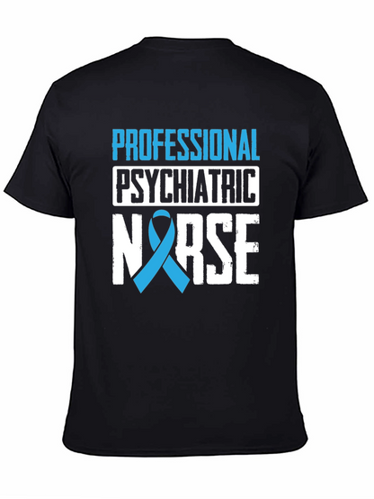 Psychiatric Nurse Ribbon Graphic Tee - Black