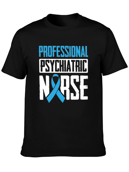 Psychiatric Nurse Ribbon Graphic Tee - Black
