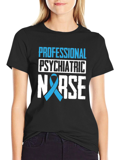 Psychiatric Nurse Ribbon Graphic Tee - Black