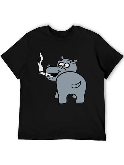 Smoking Hippo Graphic Tee - Unisex Black T-Shirt