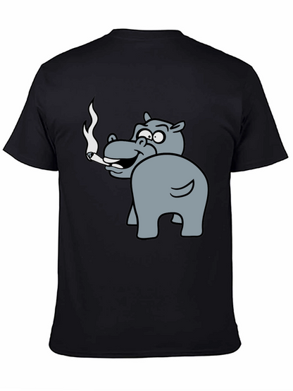 Smoking Hippo Graphic Tee - Unisex Black T-Shirt