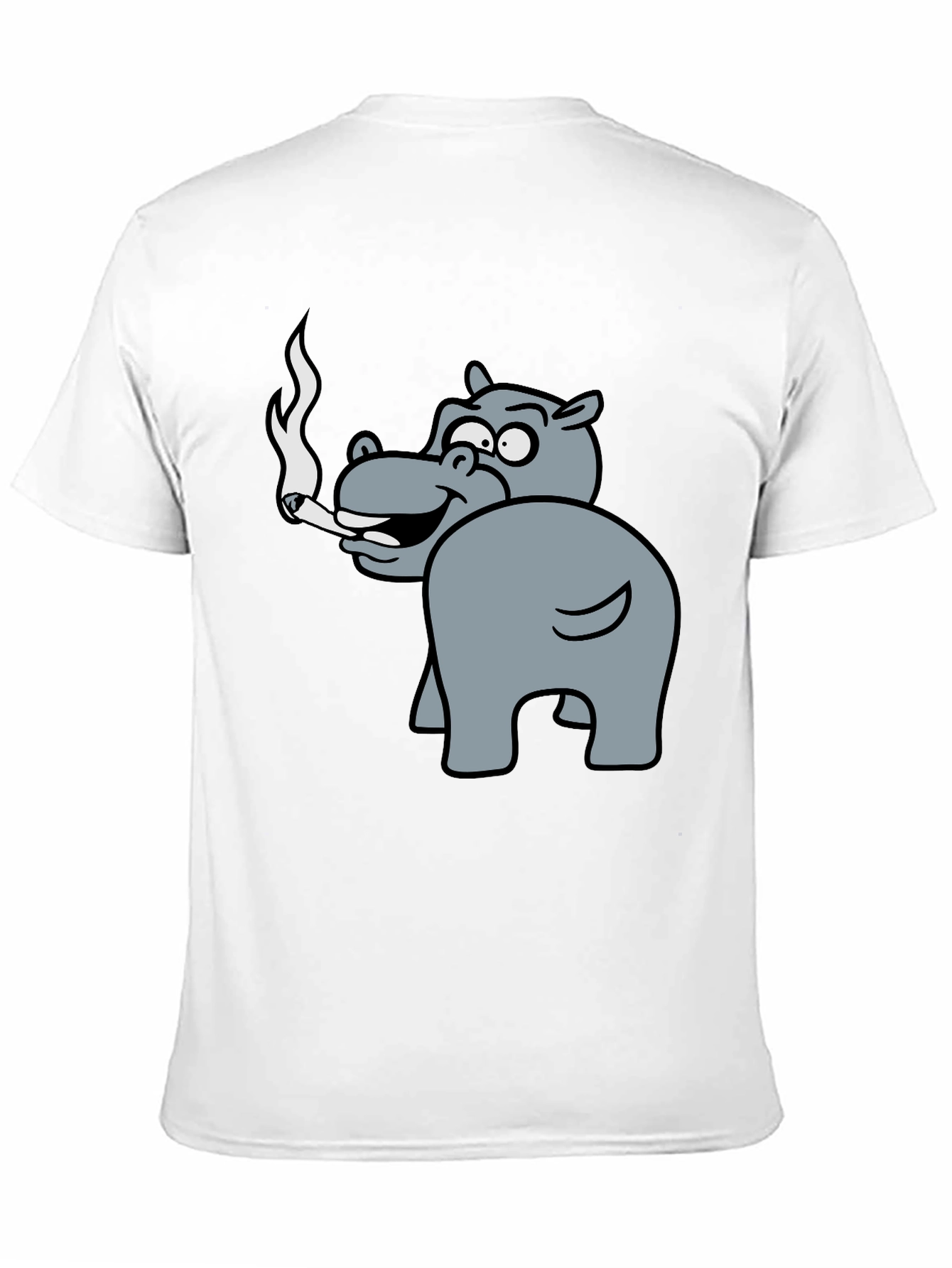 Smoking Hippo Graphic Tee - Unisex Black T-Shirt