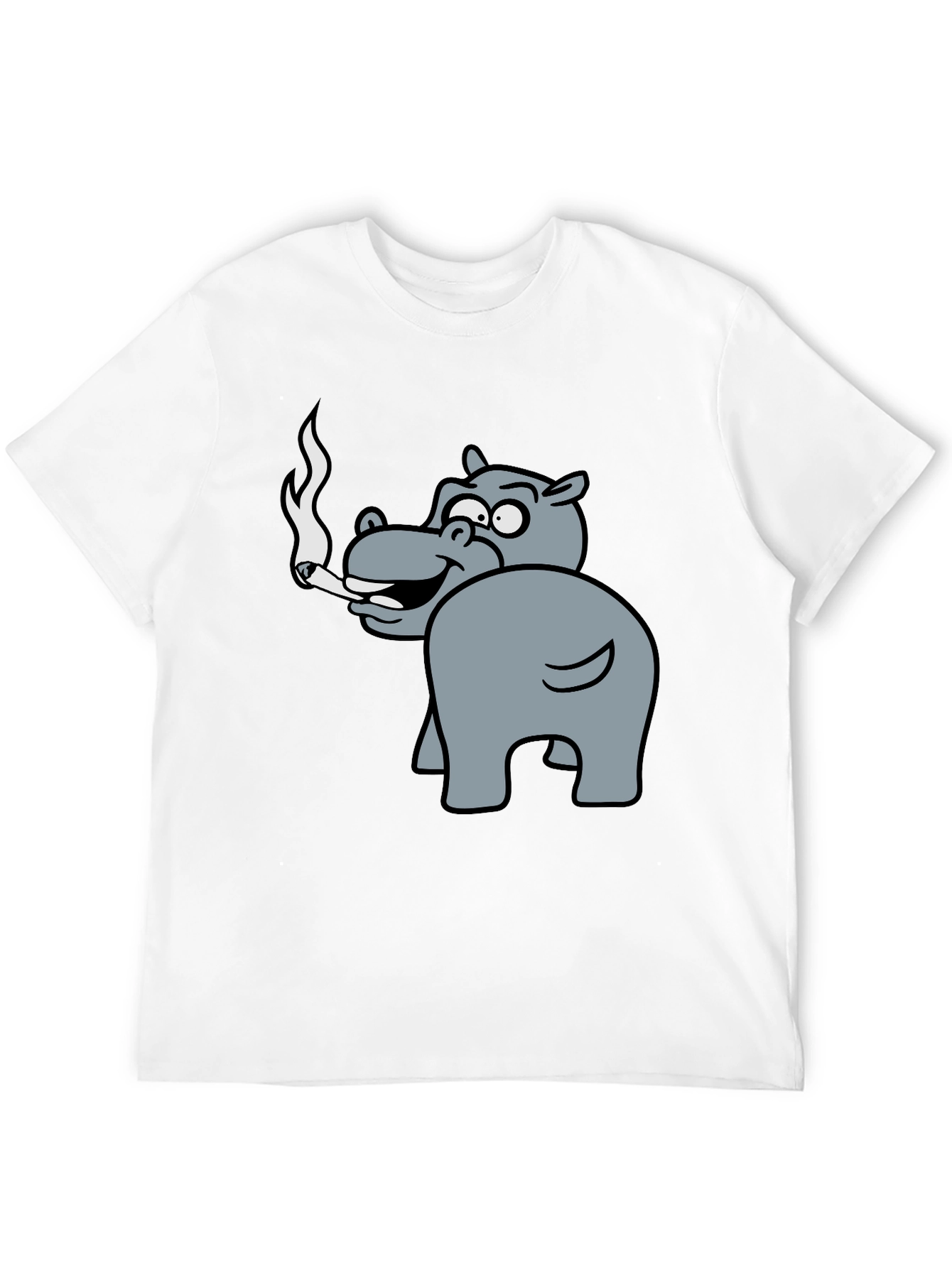 Smoking Hippo Graphic Tee - Unisex Black T-Shirt