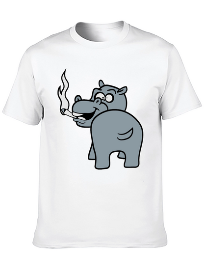 Smoking Hippo Graphic Tee - Unisex Black T-Shirt