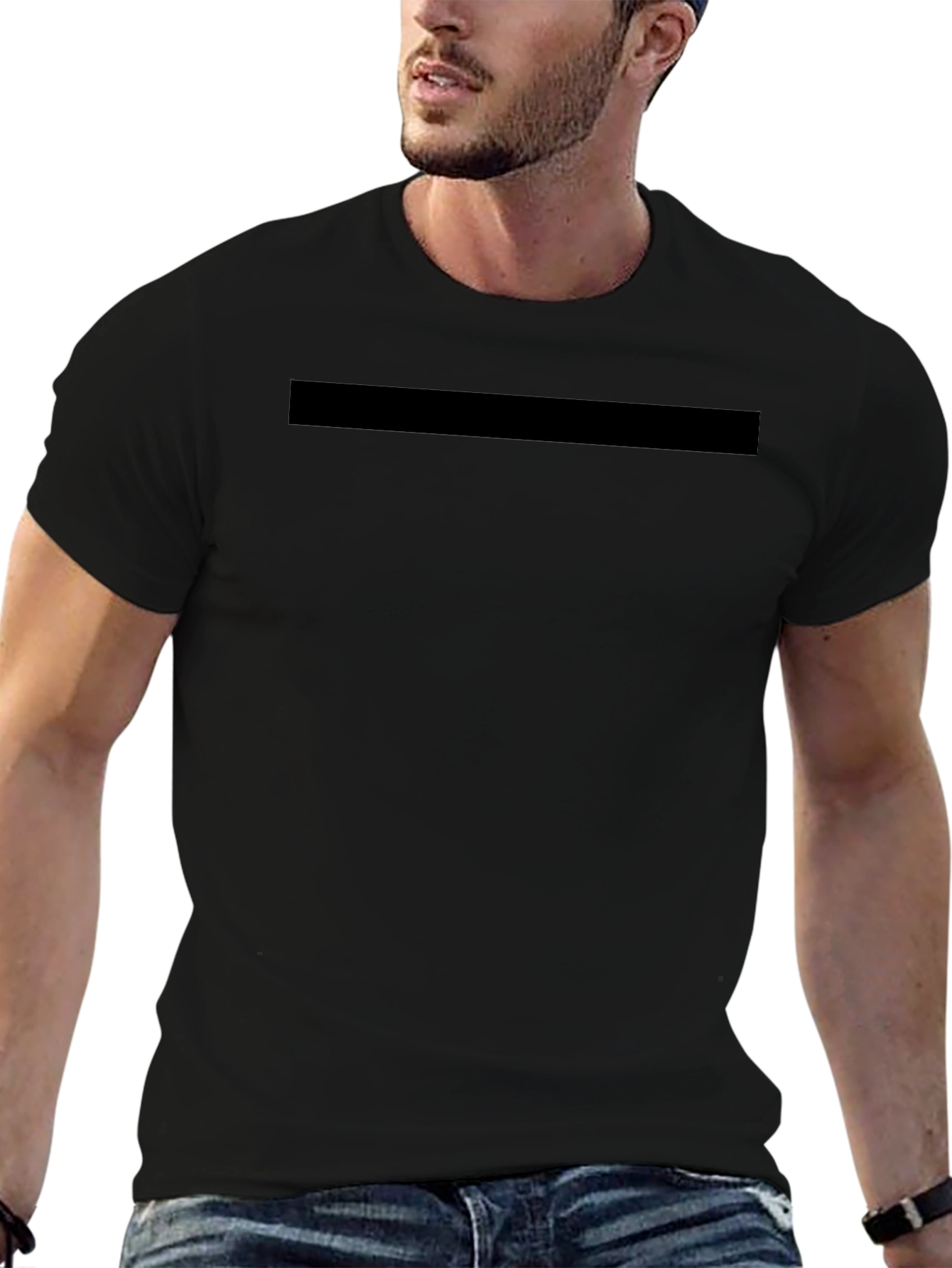 Mens Solid Black Crew Neck T-Shirt