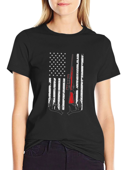 American Flag Hunting Rifle T-Shirt