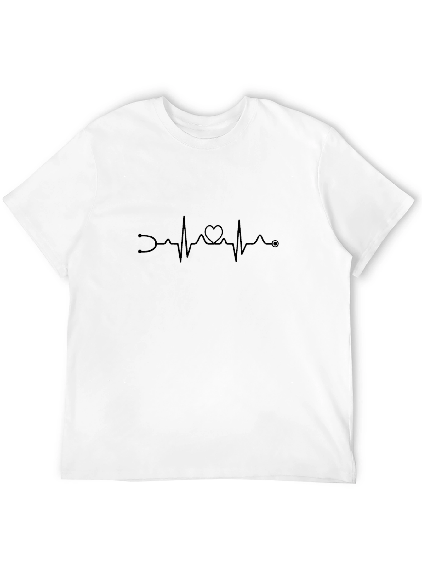 Heartbeat Stethoscope Graphic Tee - Black Cotton