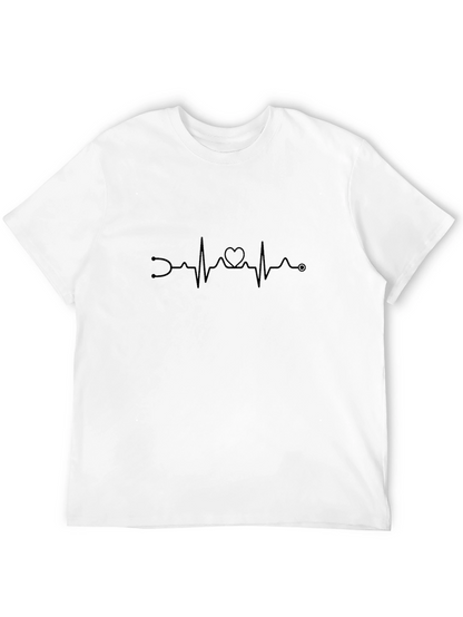 Heartbeat Stethoscope Graphic Tee - Black Cotton