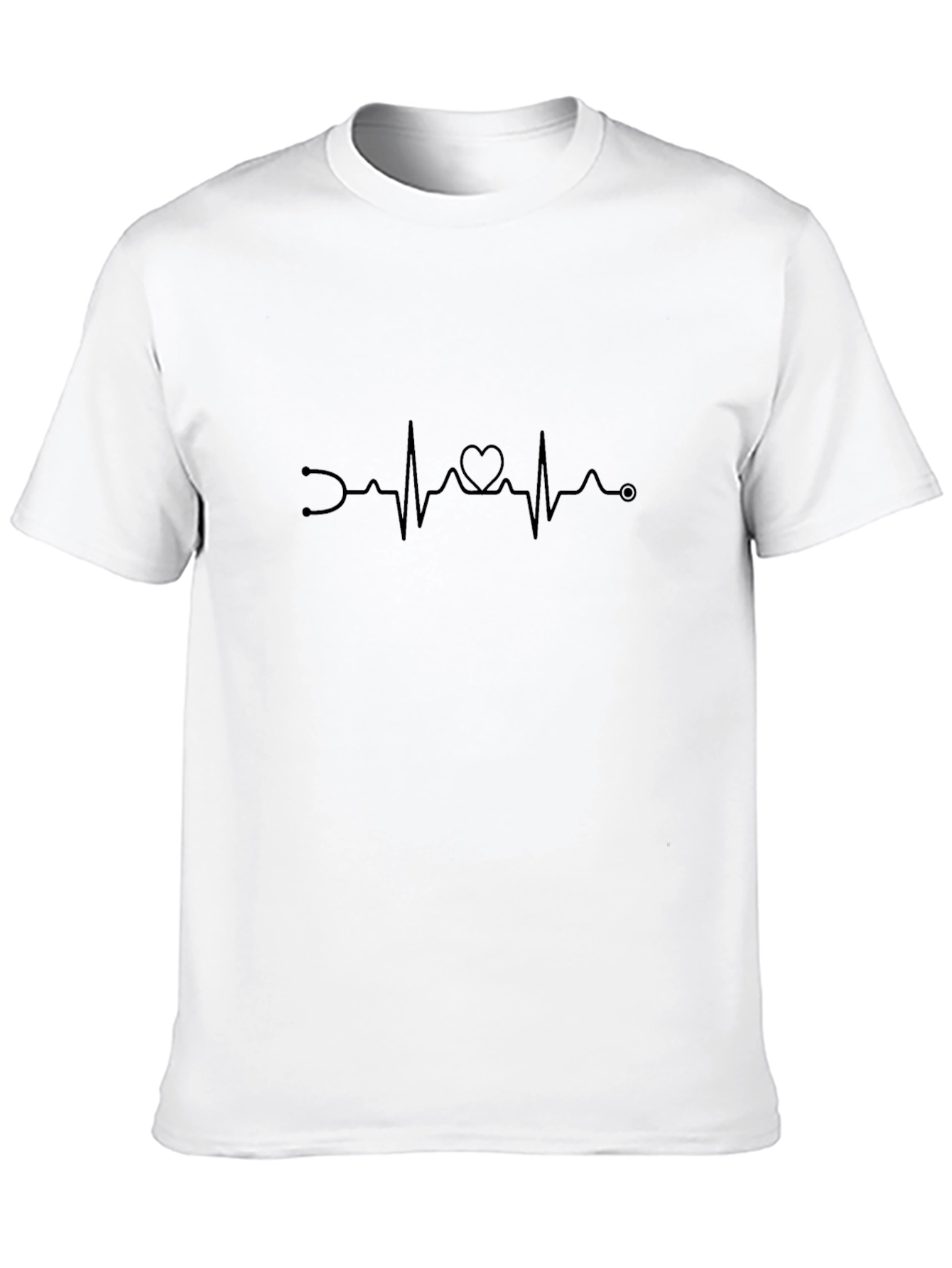 Heartbeat Stethoscope Graphic Tee - Black Cotton