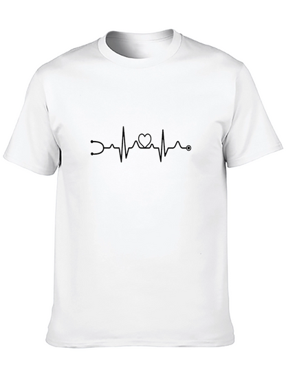Heartbeat Stethoscope Graphic Tee - Black Cotton