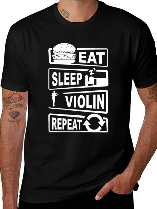 Eat Sleep Violin Repeat Black T-Shirt