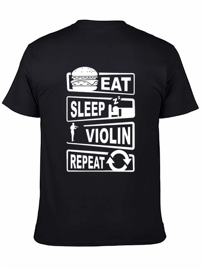 Eat Sleep Violin Repeat Black T-Shirt