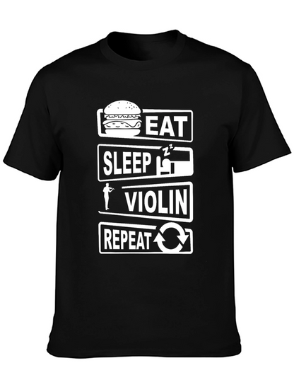 Eat Sleep Violin Repeat Black T-Shirt