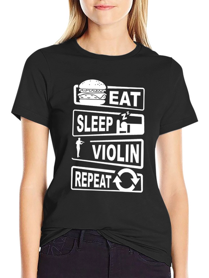 Eat Sleep Violin Repeat Black T-Shirt