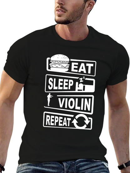 Eat Sleep Violin Repeat Black T-Shirt