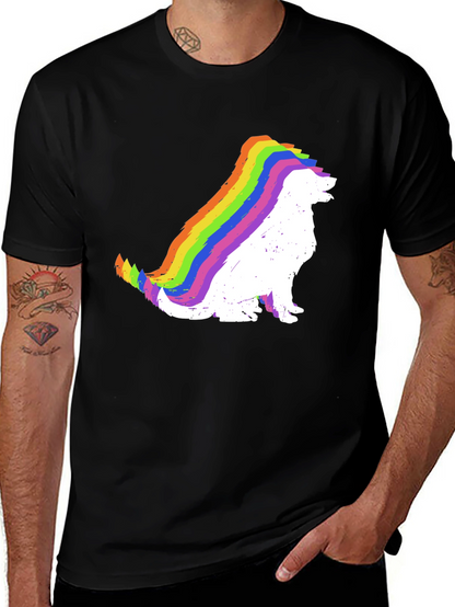 Rainbow Dog Silhouette Black T-Shirt