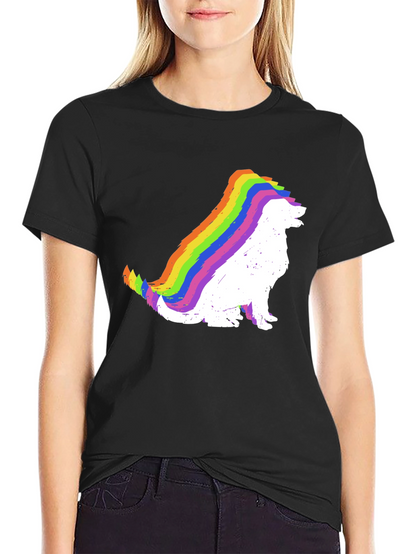 Rainbow Dog Silhouette Black T-Shirt