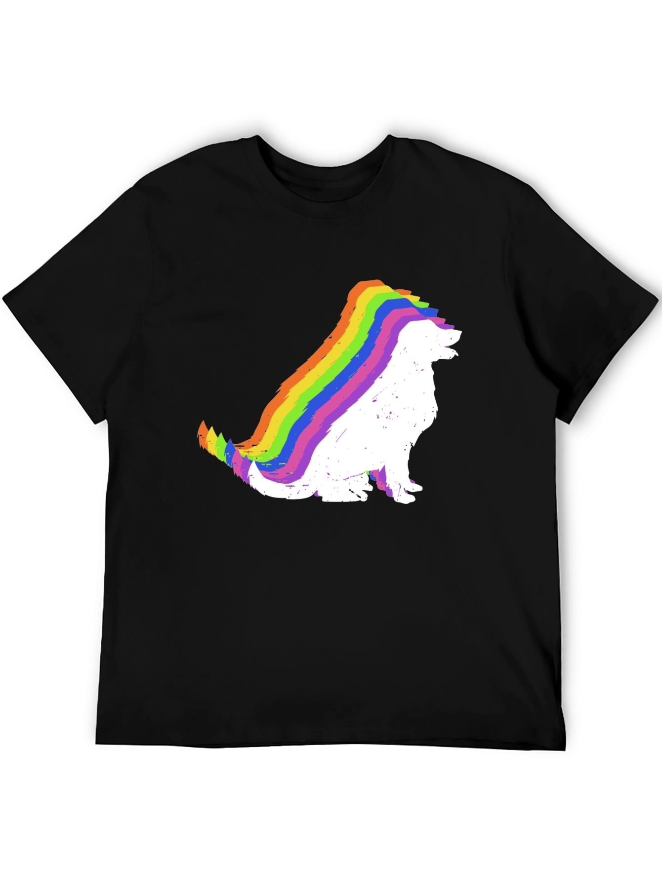 Rainbow Dog Silhouette Black T-Shirt