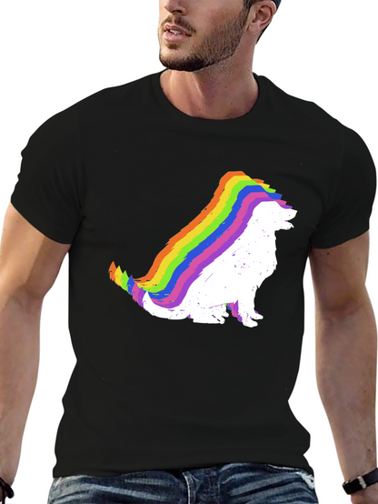 Rainbow Dog Silhouette Black T-Shirt