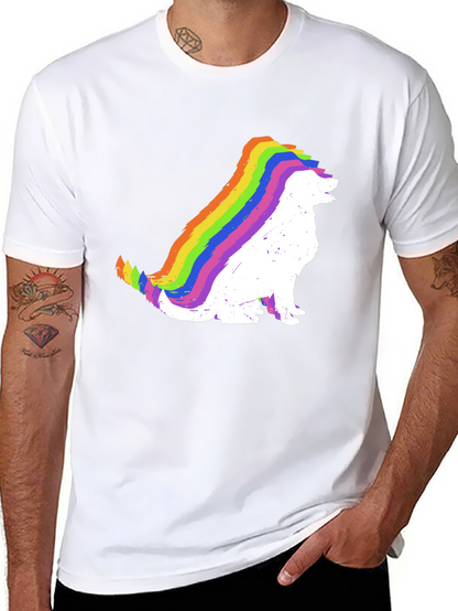 Rainbow Dog Silhouette Black T-Shirt