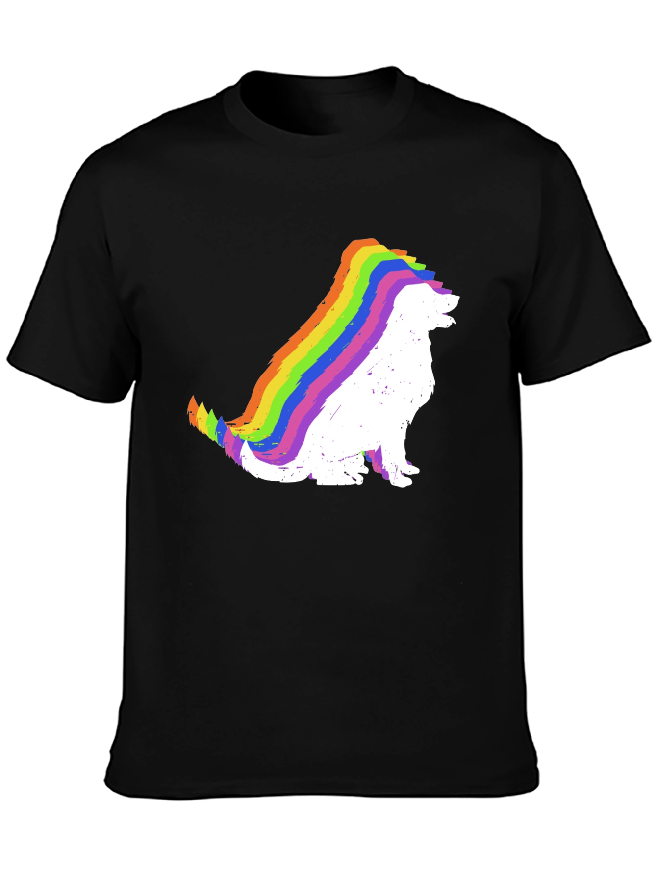 Rainbow Dog Silhouette Black T-Shirt