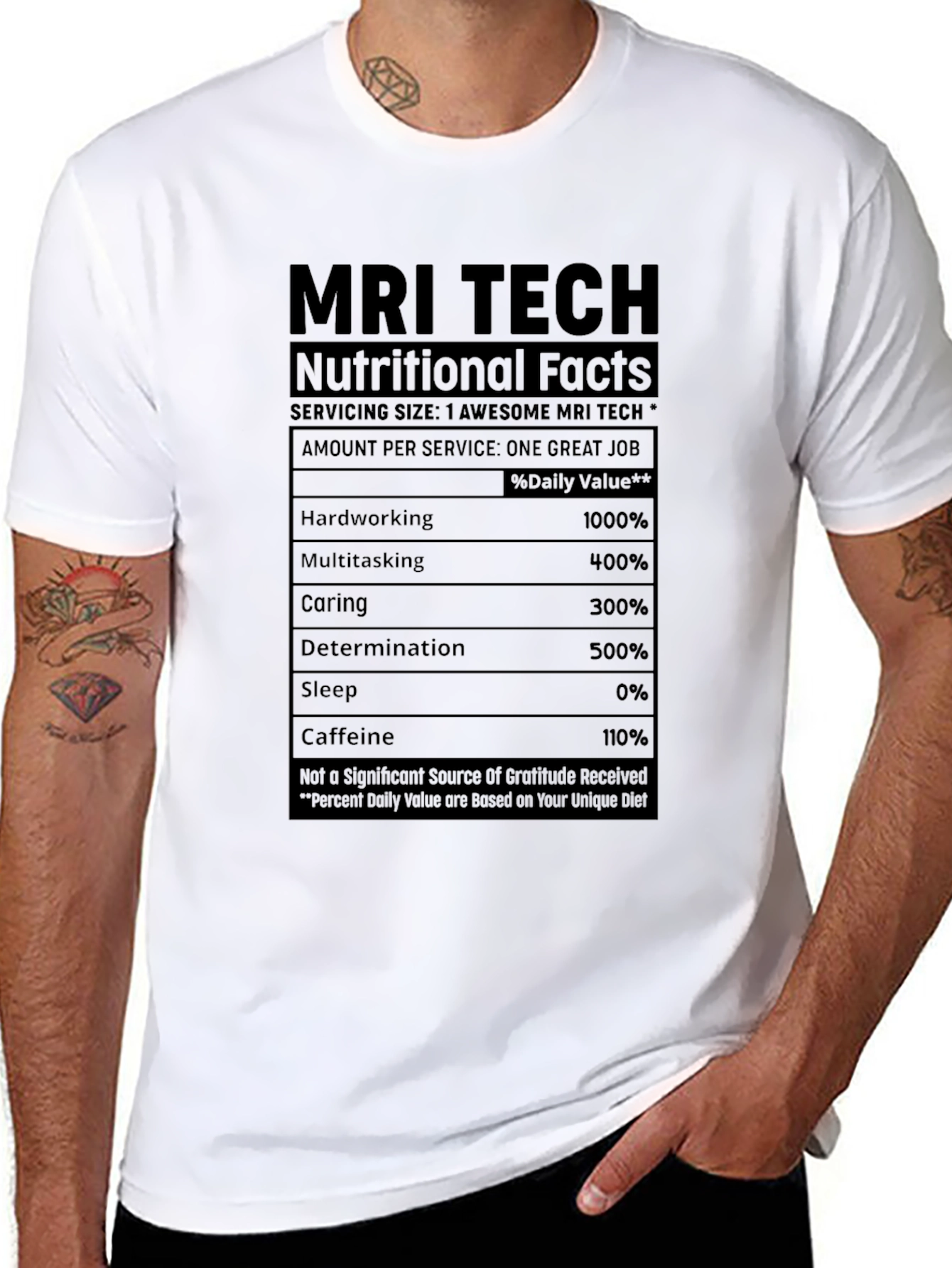 MRI Tech Nutritional Facts Black T-Shirt