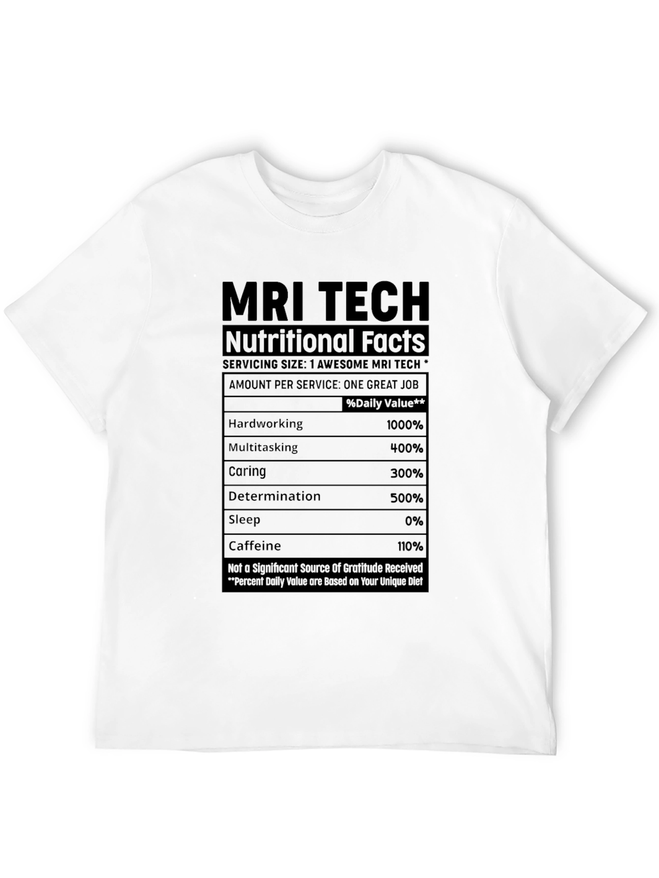 MRI Tech Nutritional Facts Black T-Shirt