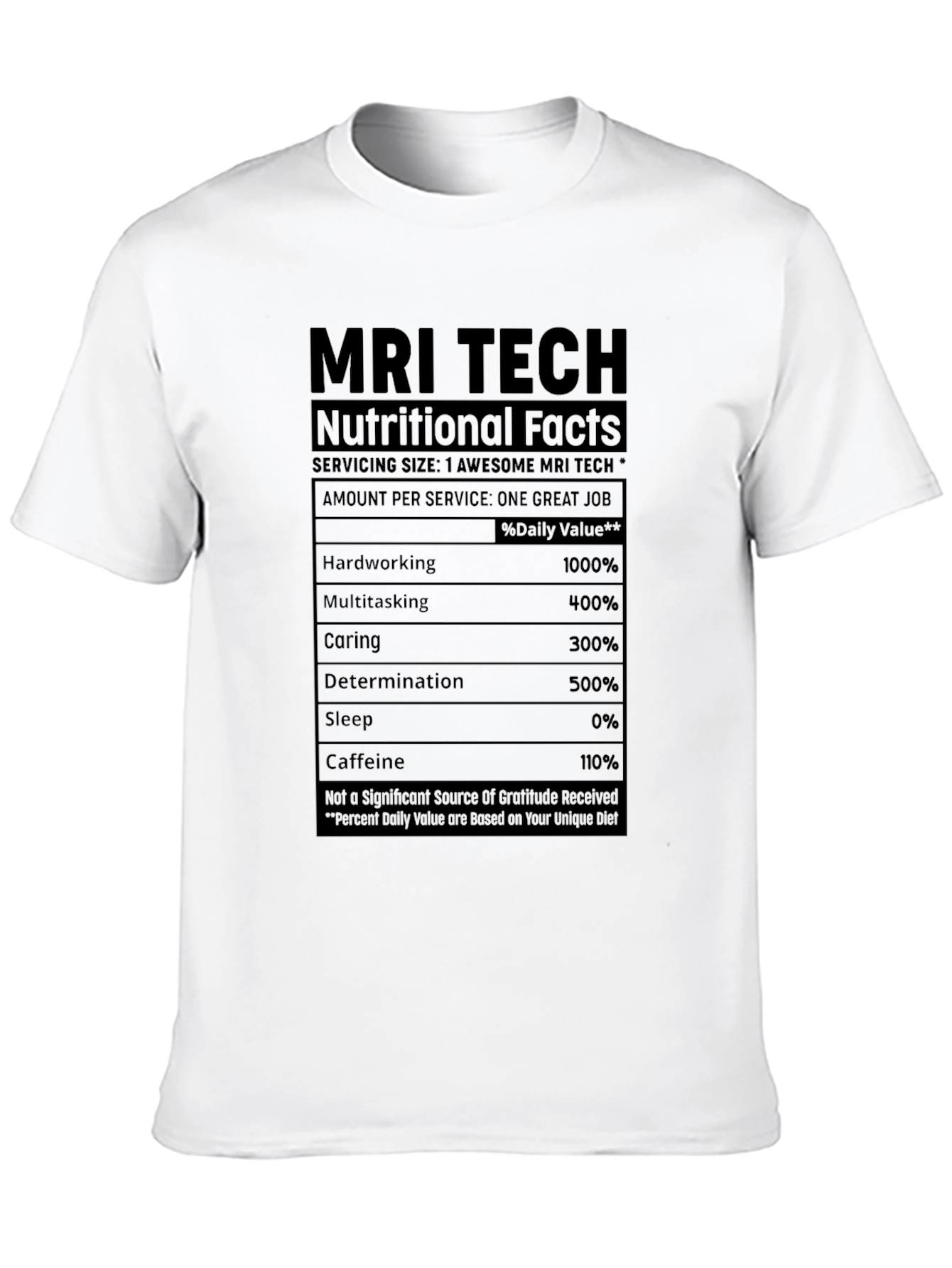 MRI Tech Nutritional Facts Black T-Shirt