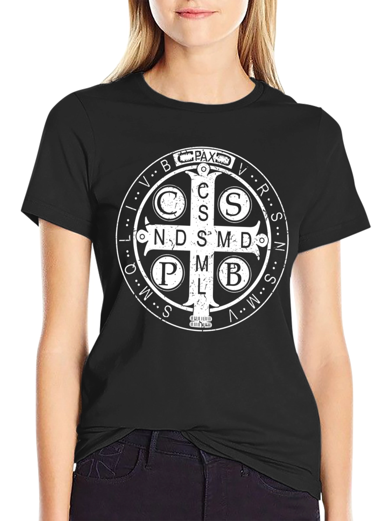 St. Benedict Medal Graphic Tee - Classic Religious Design