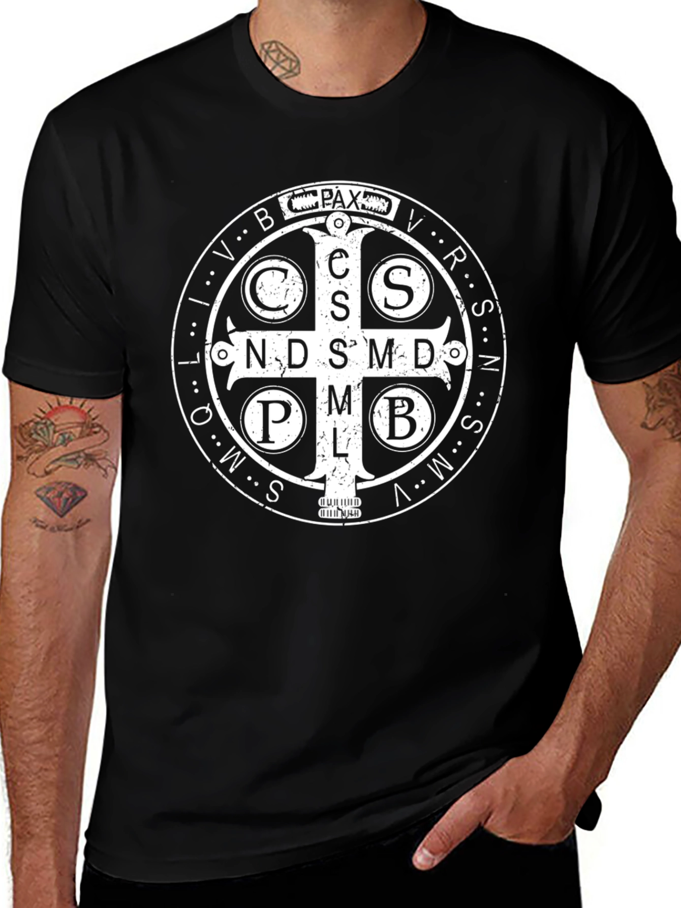 St. Benedict Medal Graphic Tee - Classic Religious Design
