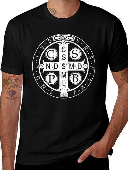 St. Benedict Medal Graphic Tee - Classic Religious Design