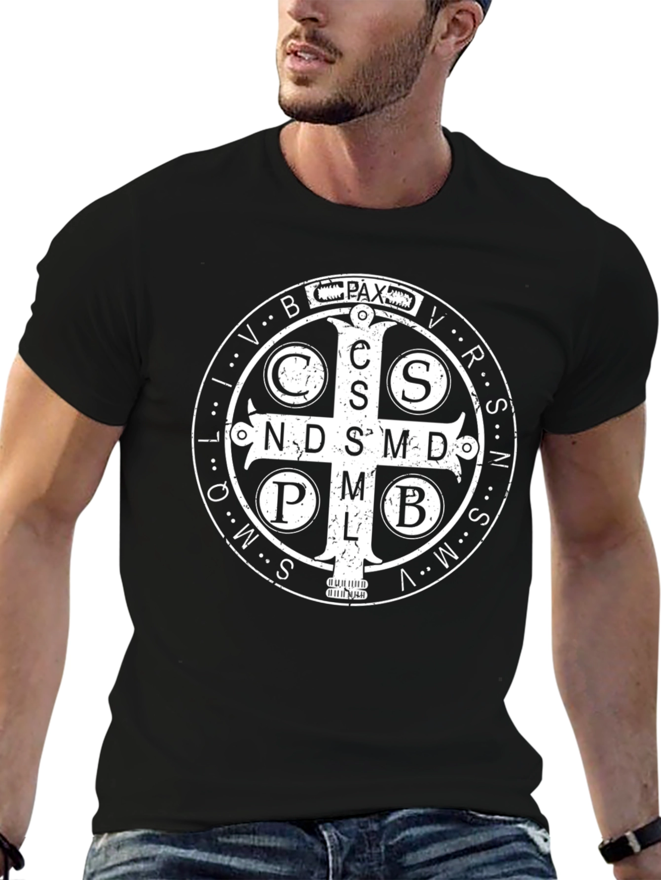 St. Benedict Medal Graphic Tee - Classic Religious Design