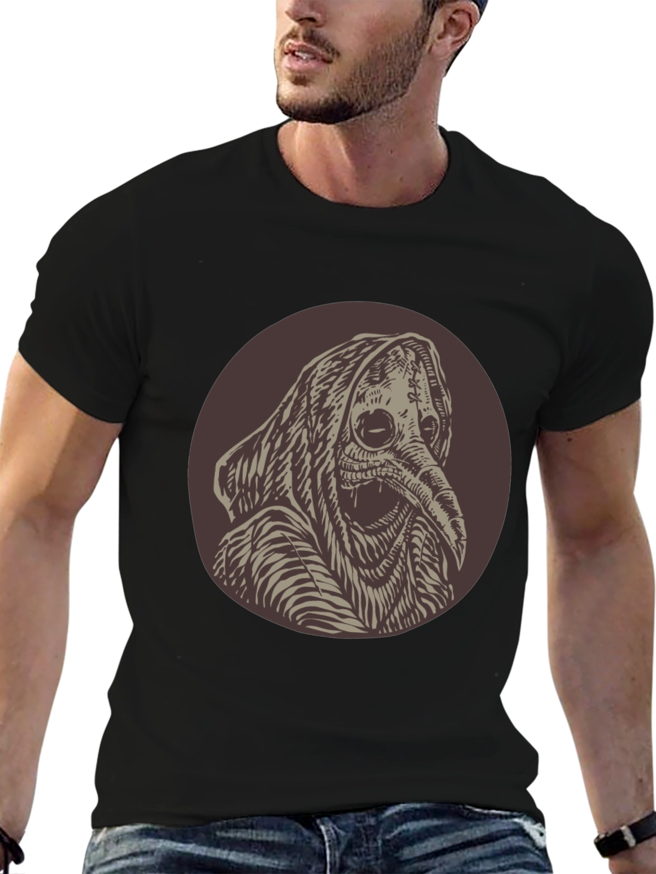 Plague Doctor Graphic Tee - Unique Creepy Design